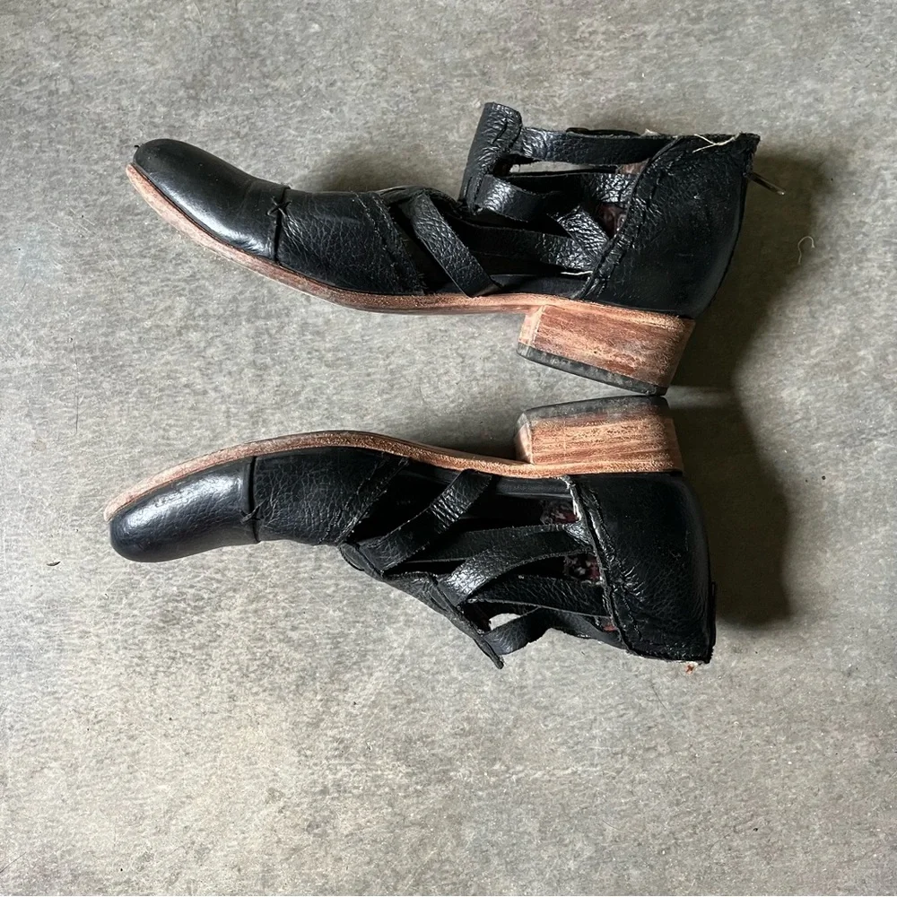Freebird by Steven Ankle Boots Hope Leather Wood Heels